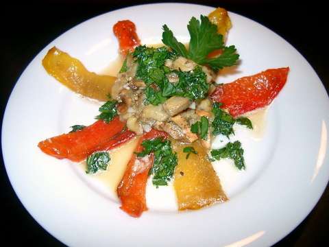 Paprika-Auberginen Salat
