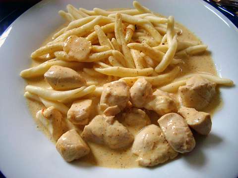 Hühnergeschnetzeltes in Senfsauce